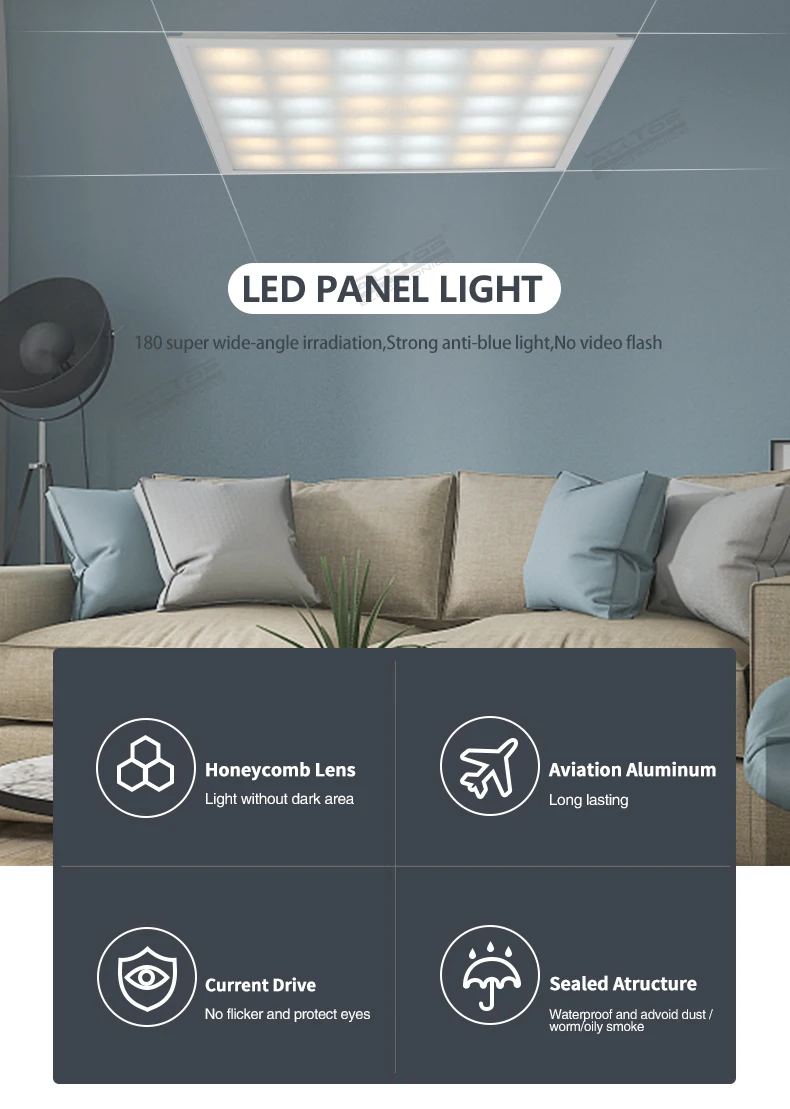 ALLTOP 2020 New Design 600x600 Slim Indoor Office Home Hospital Ceiling Lighting 48W Led Panel Light