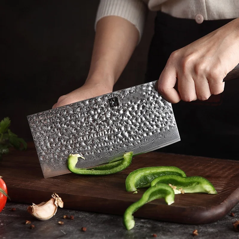

quality heavy weight cutting 7 inch japanese kitchen meat chopper knife with Pakka wood handle