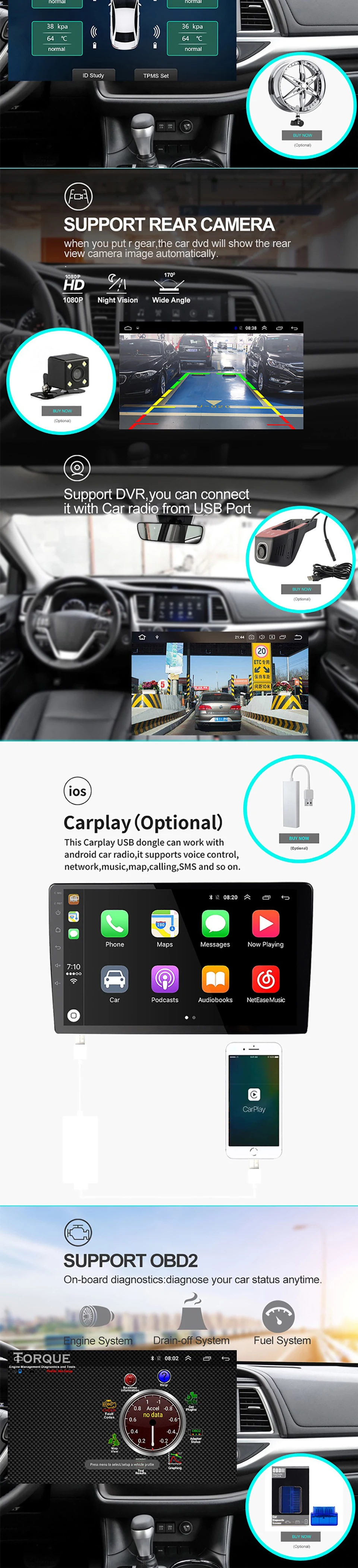 Android Car Video 4G Car Radio With Sim Card Carplay GPS 4+64G Multimedia Audio Stereo Player For Ford Fiesta 2009-2014