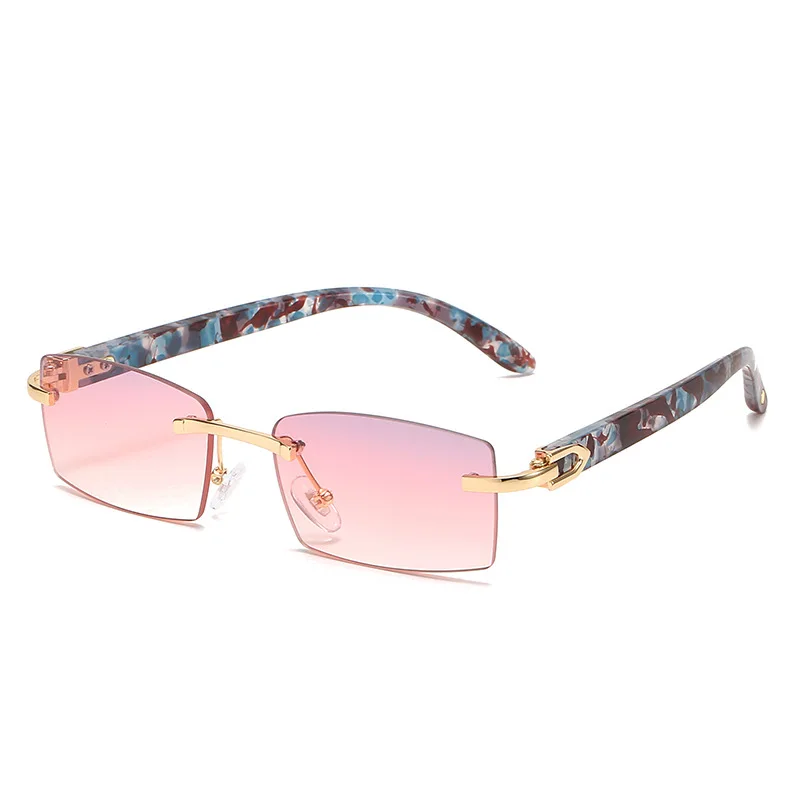 

New Trendy Rectangle Fashion Sunglasses Newest 2021 Square Rimless Sunglasses, Colorful or customizable