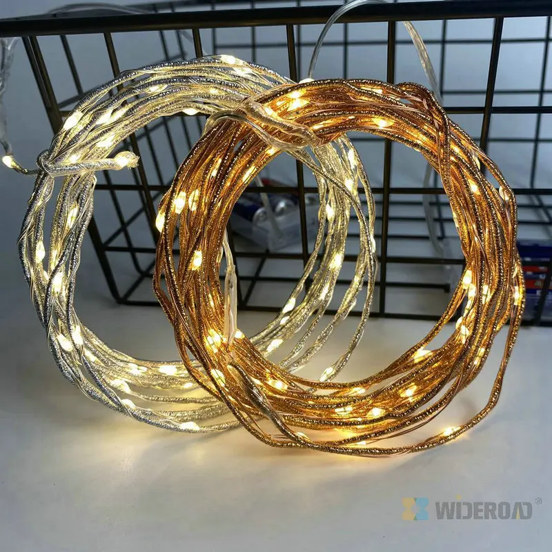 LED lights wire string lights with glitter rope  for Christmas home decoration