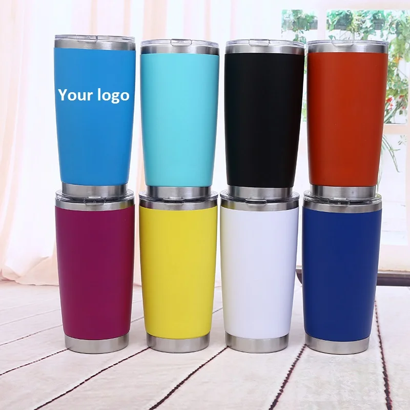 

20oz Colorful Powder Coat Water Tumbler Travel Mugs Stainless Steel Car Tumbler Double Wall Regular Cups With Lid, Color chart