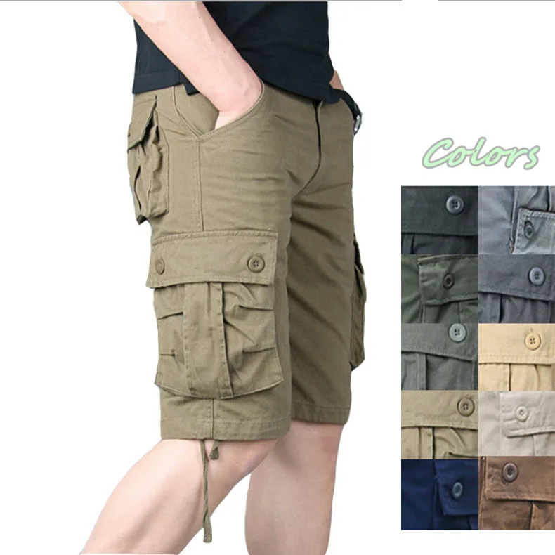 

Men's Cotton Canvas Military Tactical Shorts Street Wear Pants Army Fans Combat Hiking Multi Pockets Safari Cargo Short Trousers, Picture shown