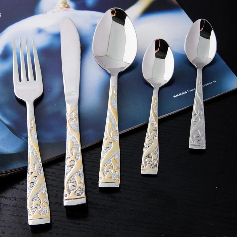 

Western restaurant high quality table dinnerware use cheap stainless steel spoons forks knives, Customized is available