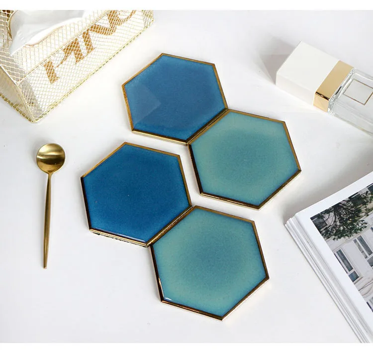 New Item Hexagon Ceramic Coaster Wholesale For Cup And Mug Buy Hexagon Ceramic Coaster,Ceramic