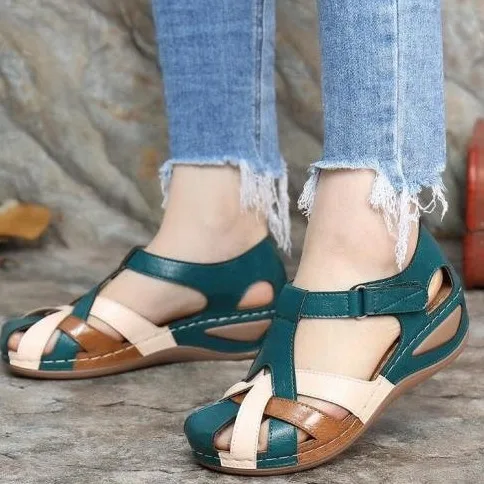 

2022 Summer New Style Retro Round Head Cross Strap Platform Sandals For Women And Ladies Women'S Wedges Sandals