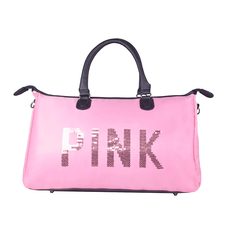 

Large Lightweight Foldable Camping Sports Girl Waterproof Travel Pink Women Glitter Duffel Bag, Customizable
