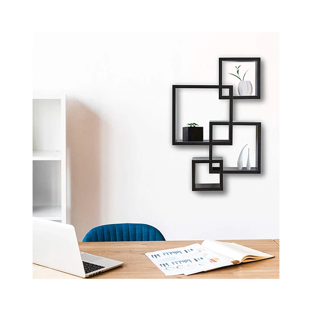 

4 Cube Intersecting Wall Mounted Floating Shelves Espresso