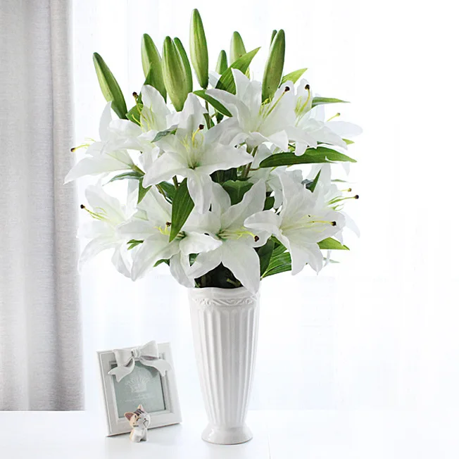 

3 simulated lily wedding bouquet for home living room flower arrangement, Customized color