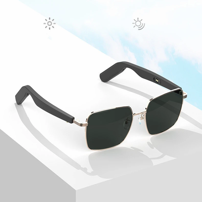 

2021 new box UV400 smart glasses myopia music audio glasses, Black, translucent
