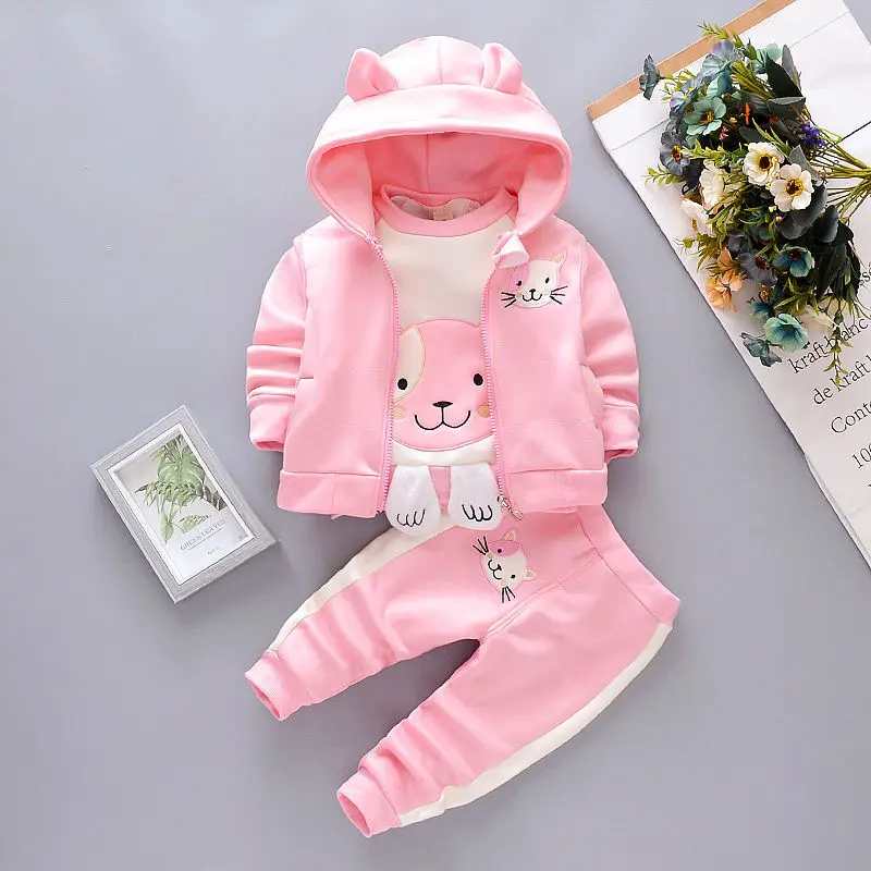 

2021 New Fashion Winter Keep Warm Thicken Set Girls Clothes Two Piece Sets for Kids