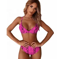 

Top European Internet celebrity pink leopard swimsuit Sexy Serpentine High Waist Tight Waist Split bikini Pack 2019