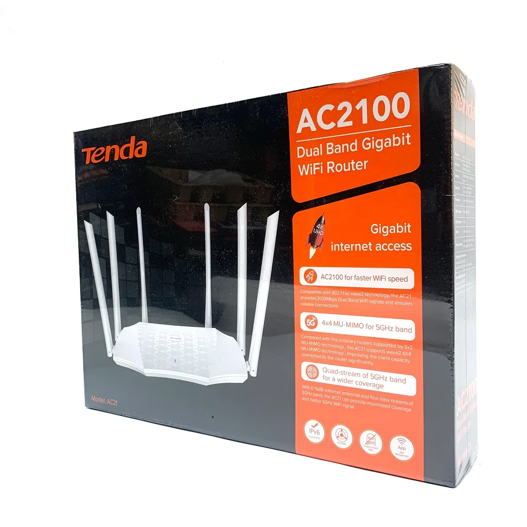 

English package Tenda AC20 2100M Dual band GIGABIT ROUTER 2.4GHz/5GHz Wifi Wireless Router, White