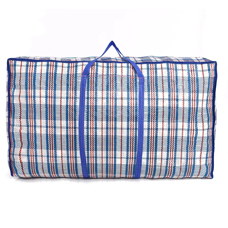 

custom large moving storage packaging bag plaid pp woven shopping grocery gift bag with zipper, As picture/custom made