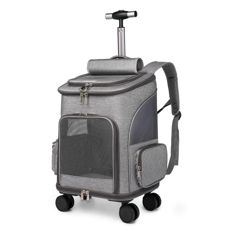 

Pet Trolley Case Pet Travel Backpack Universal Wheel Trolley Pet Bag with Telescopic Handle