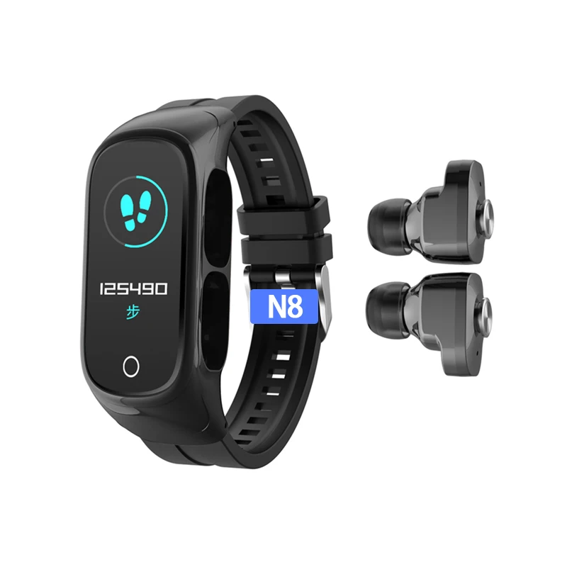 

2021New N8 Smart watch with earbuds Fitness Tracker blue tooth Smartwatch 2 in 1 Earphone Smart Bracelet