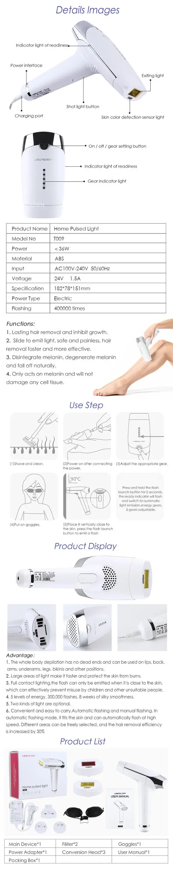 Beauty Personal Care Device Skin Whitening Machine Electric IPL Laser Hair Removal from Home Ce Pigment Removal Skin Tightening