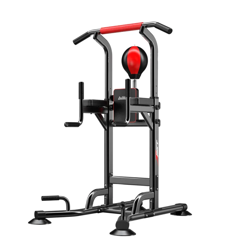 

Home Mutli Gym Equipment Adjustable Power Tower Pull up Bar Stands And Chin dip up station, Black +red