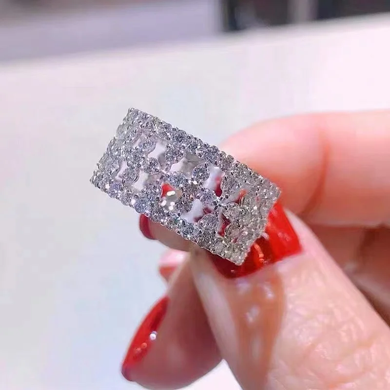 

Luxury Wedding Bands Zircon Hollow Finger Rings Engagement Ring for Women Chic Jewelry gift