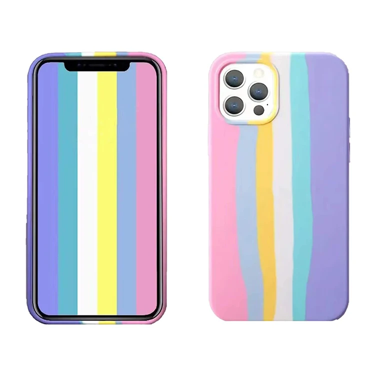 

Anti scratch colorful soft liquid silicon rainbow phone case for iphone 12 pro max, Multi