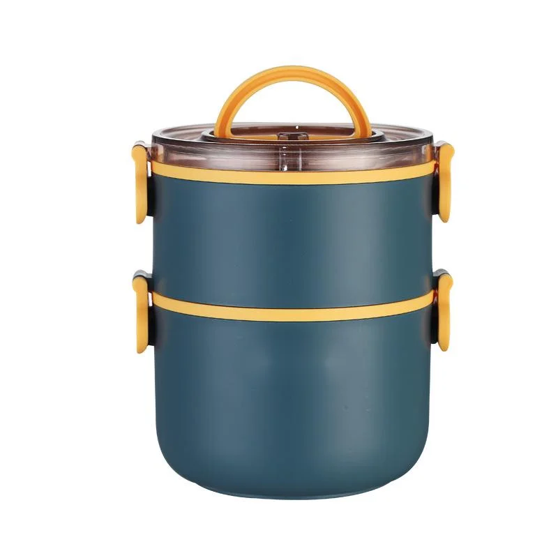 

I circular double layer plastic lunch box student portable lunch box