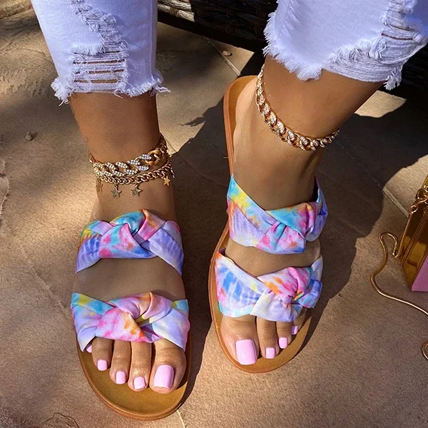 

Colorful Beauty Bow-knot Surface Flat Women Slides Open Round Toe Bright Color Outdoor Cute Summer Women Shoes Slippers Slides, Black colors
