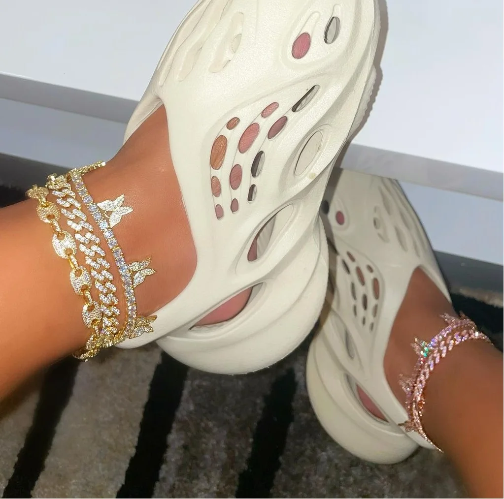 

Promotion Iced Out Bling Cuban Link Chain 5A Cubic Zirconia Sparking CZ 2022 Summer Beach Hot Chain Anklet, Silver