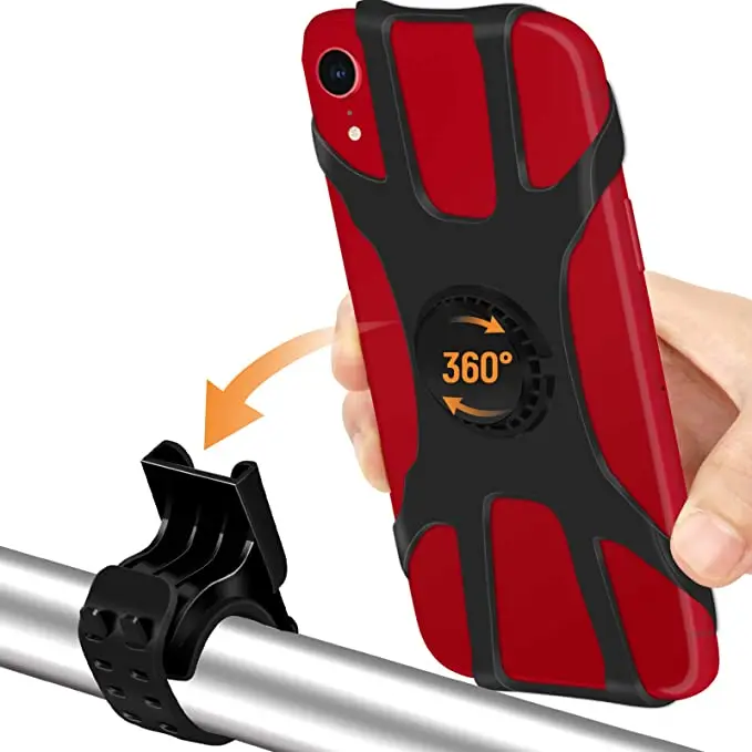 

Custom Flexible Bicycle Smartphone Holder 360 Rotation Silicone Bike Mount Mobile Phone Holder, Black,red yellow, green.blue,gray,orange