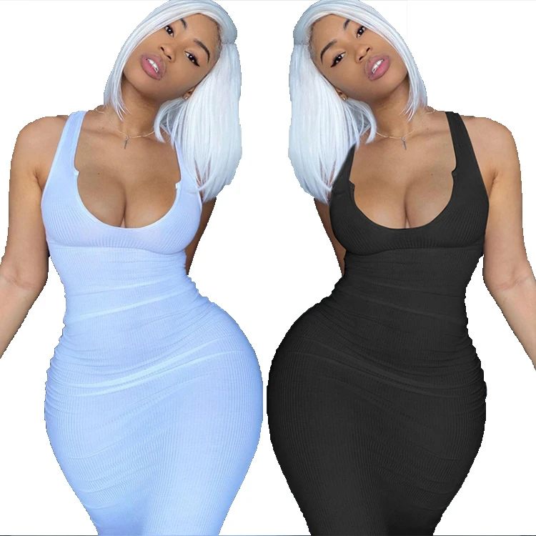 

D97041 woman clothes 2021 trending style sexy women dress sleeveless slim temperament maxi skirt