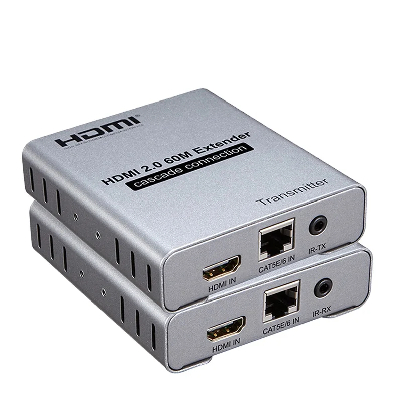 

4K 60Hz HDMI 2.0 Extender 60M HDMI Cascade Connection 1080P HDMI Splitter Extender 120M By Rj45 CAT5e/6 Support 1 TX to Multi RX
