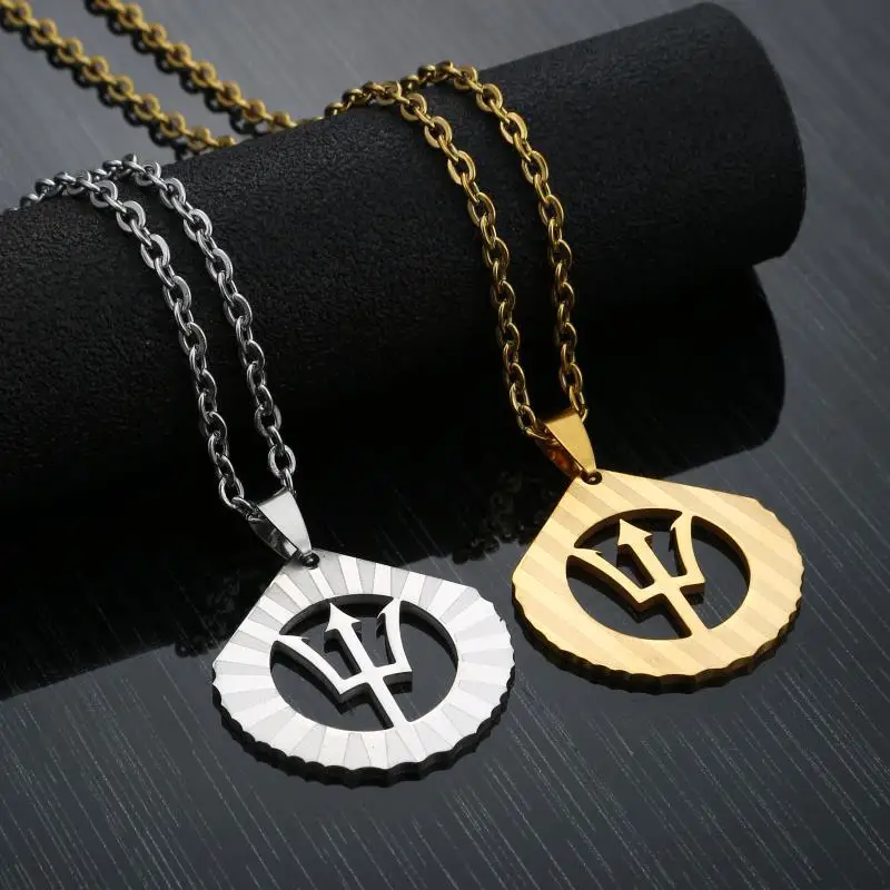 

Luxury Real Gold Plating Hollow Country Map Flag Pendant Necklace Stainless Steel Barbados Flag Pendant Necklace, Picture color