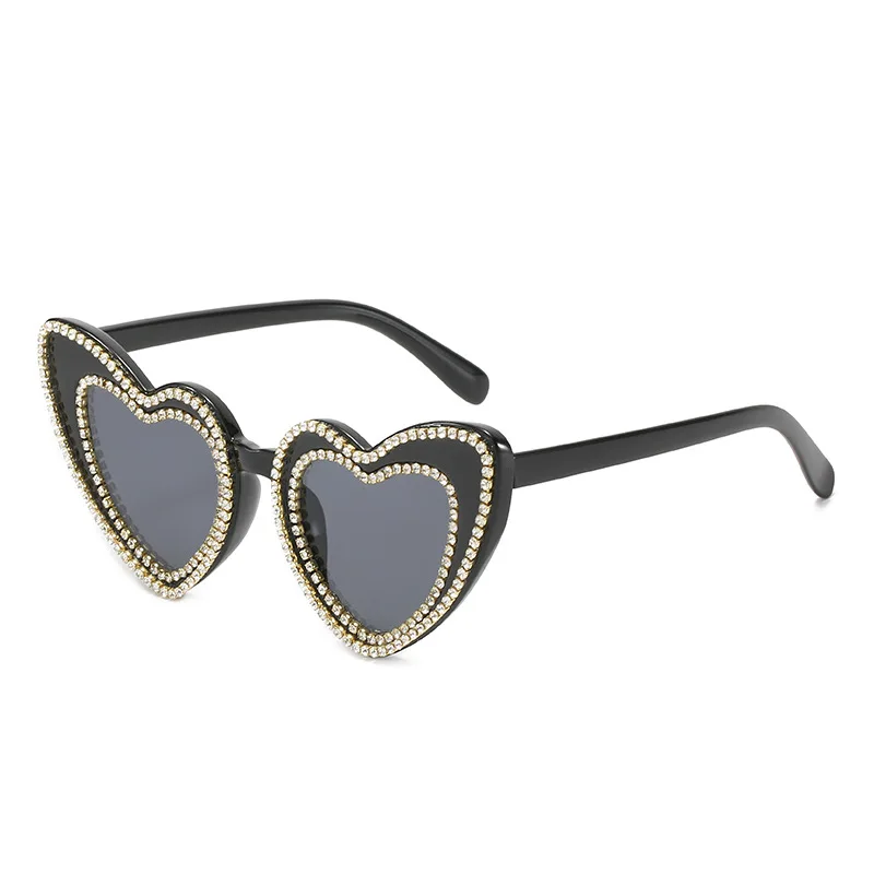 

DCOPTICAL Hot Sell 2021 Ladies Heart Shaped Sunglasses Party Kids Glasses Fashion Sun Glasses with Diamond