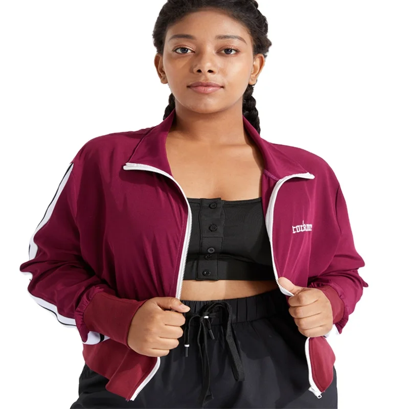 

Red Zipper Design Women Yoga Coat Plus Size Sport Jacket women