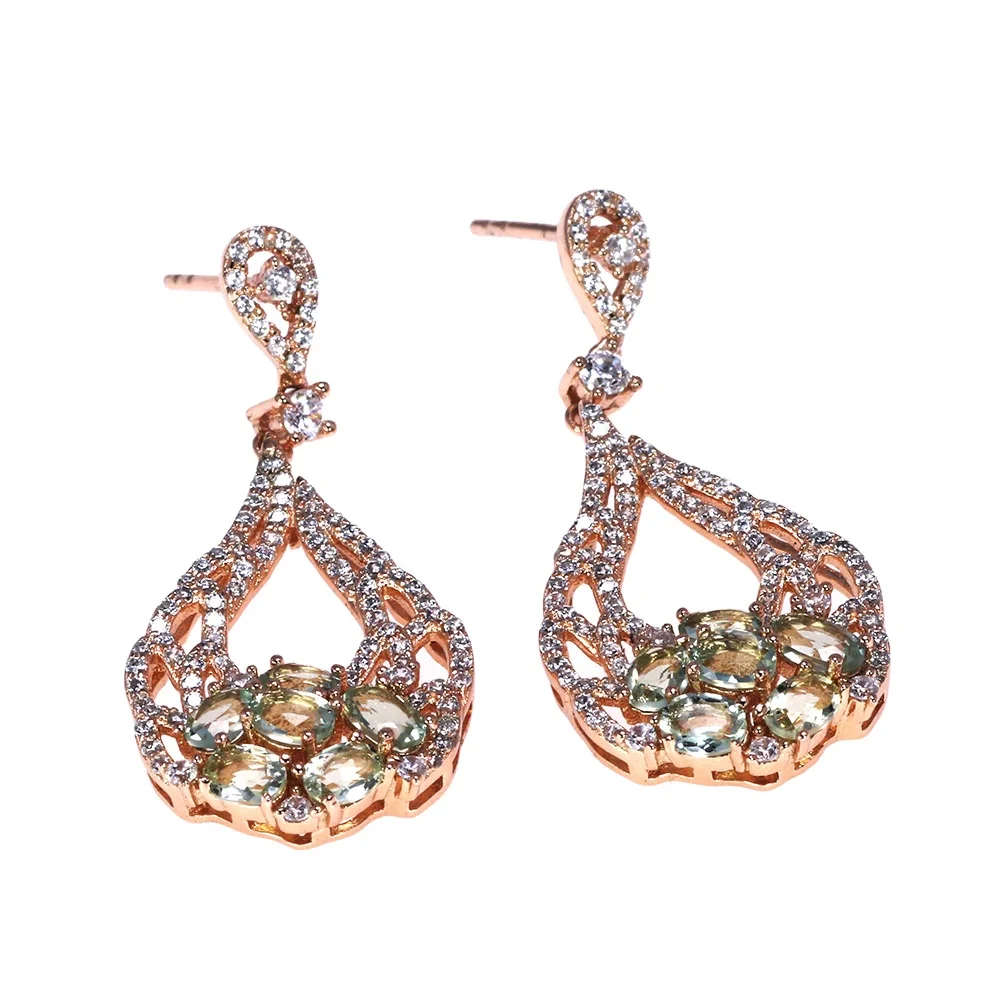 

Rose Gold Plated Big Earrings Jewelry Zircon Crystal Earrings For Women