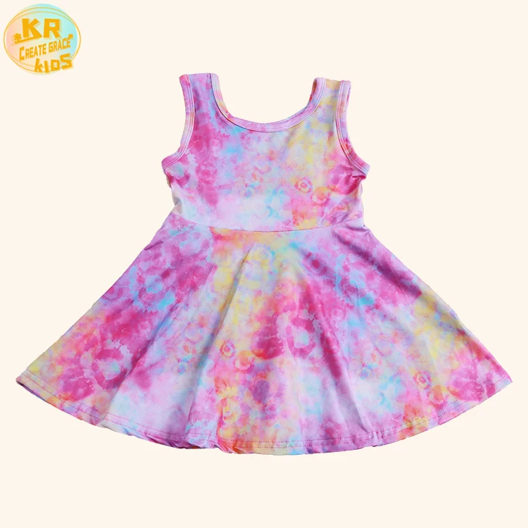 

2021 High Fashion Tie-dye Pattern Sleeveless Children Summer Dress Plus Size Plus Size Dress, Customized