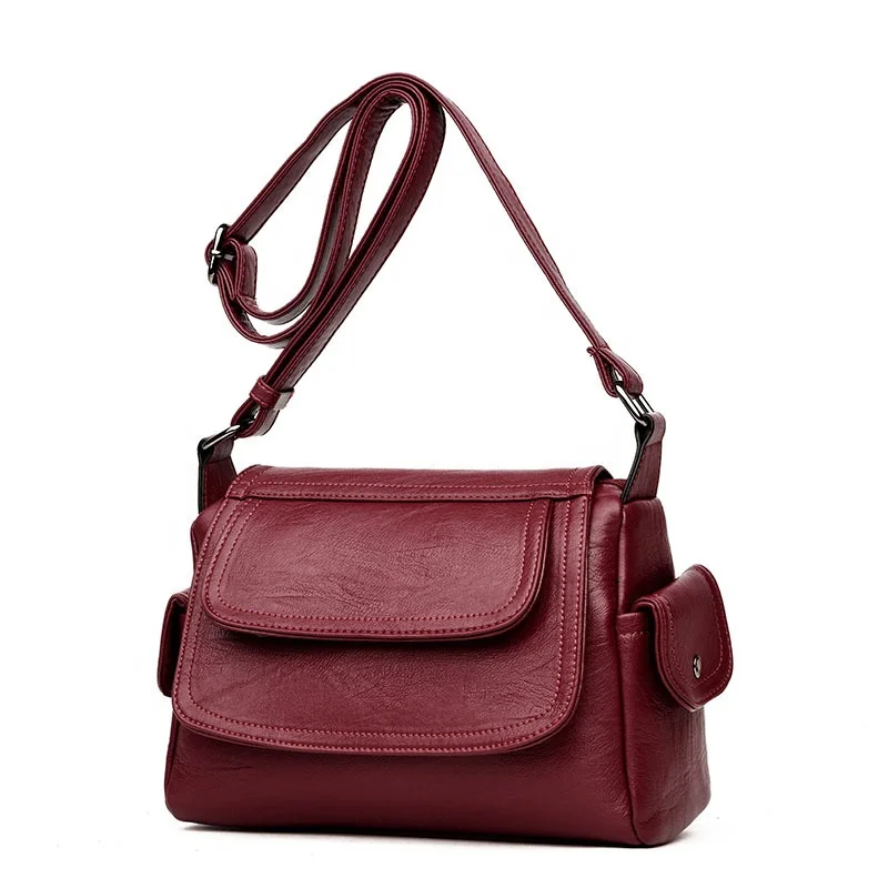 

Soft Leather Women Shoulder Bag Female Handbag Tote Zipper Vintage Crossbody Bag Stitching Messenger Bags