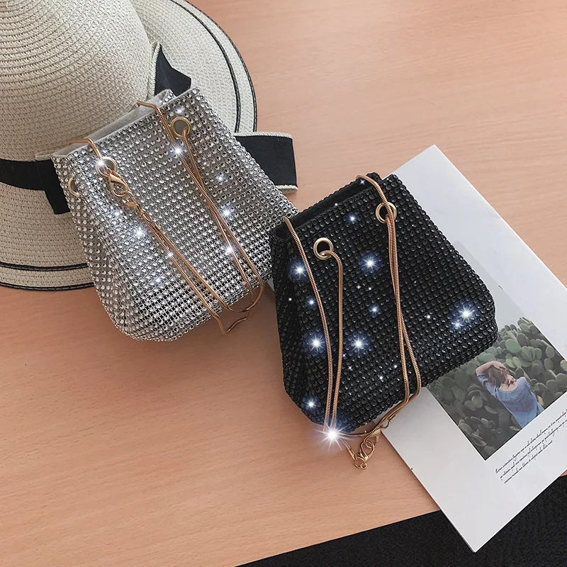 

New design fashion wild atmosphere tide Korean shoulder mini sequin chain bag women sling bag 2022 woman bags, Black