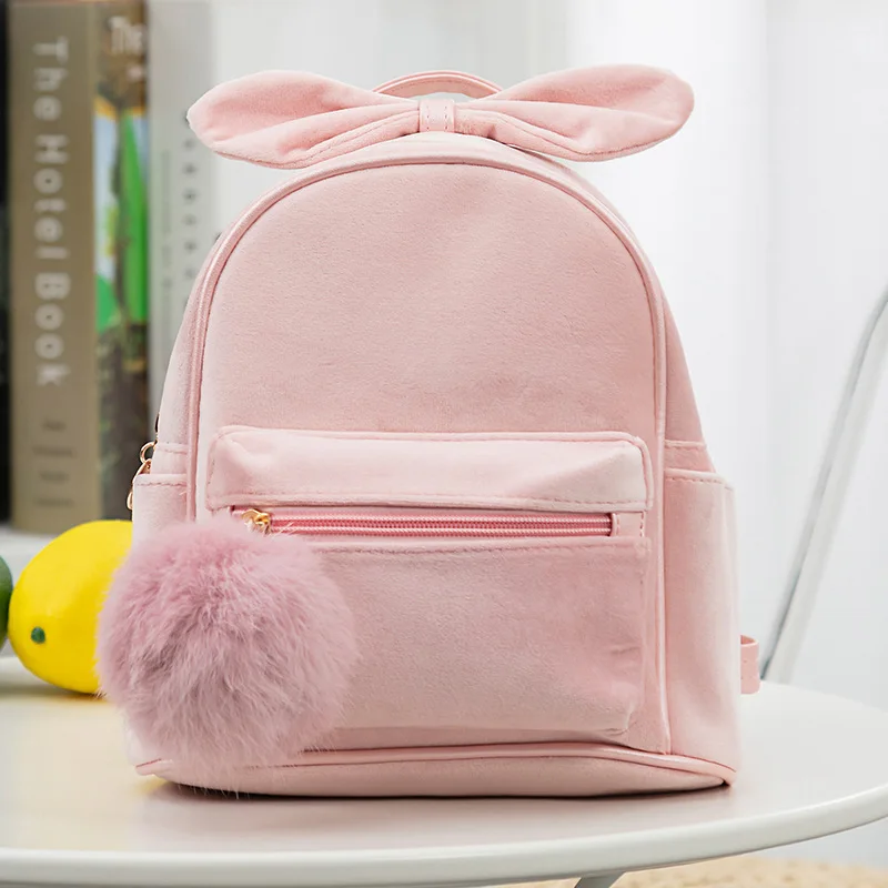

Bright Color Soft Velvet Women's Backpack girl, Customized color