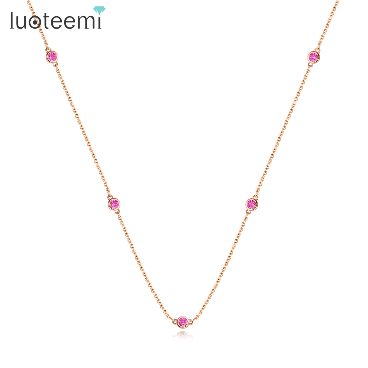 

LUOTEEMI European and American Fashion Jewelry Long Copper Necklace Popular with Women CZ Jewelry Wholesale