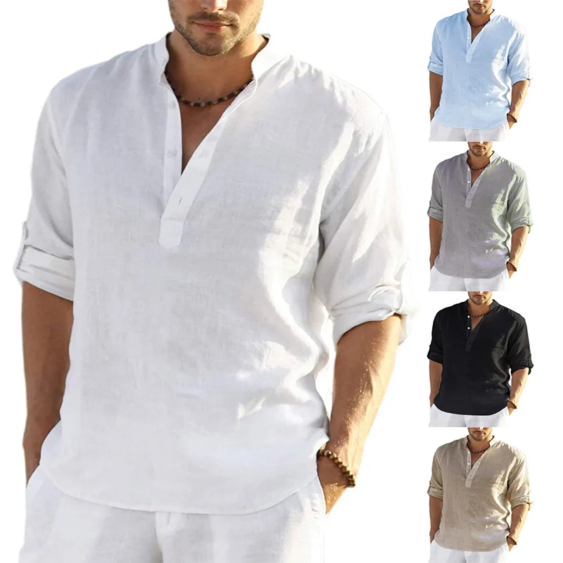 

XIaoyu linen luxury men's summer cardigan jacket with long sleeves for the beach