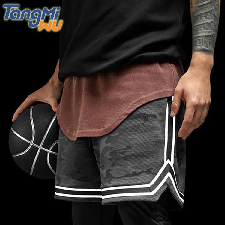 

Wholesale Custom LOGO Plus Size Shorts For Men With Pockets Quick Dry Polyester Striped Camouflage Basketball Mesh Shorts