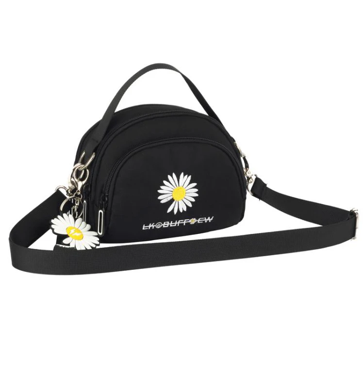 

Newest fashion mini embroidery daisy shoulder bag young lady's party handbag high quality canvas crossbody bag