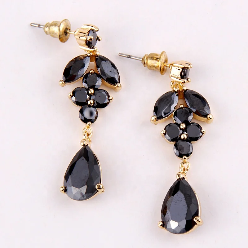 

New Style Women Earring Top Quality White Black Long Cubic Zircon Grapes Shape Stud Earring