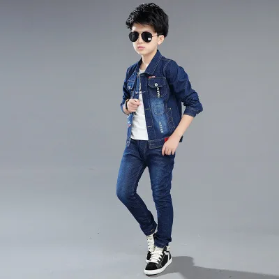 

New fashion spring autumn Denim suit kids clothing sets for boy