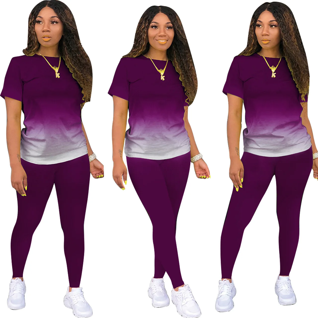 

Tops for women 2021New ladies jumpsuit yoga sets outfits with high waist short sleeve 2 piece pants set women clothing, Picture shows