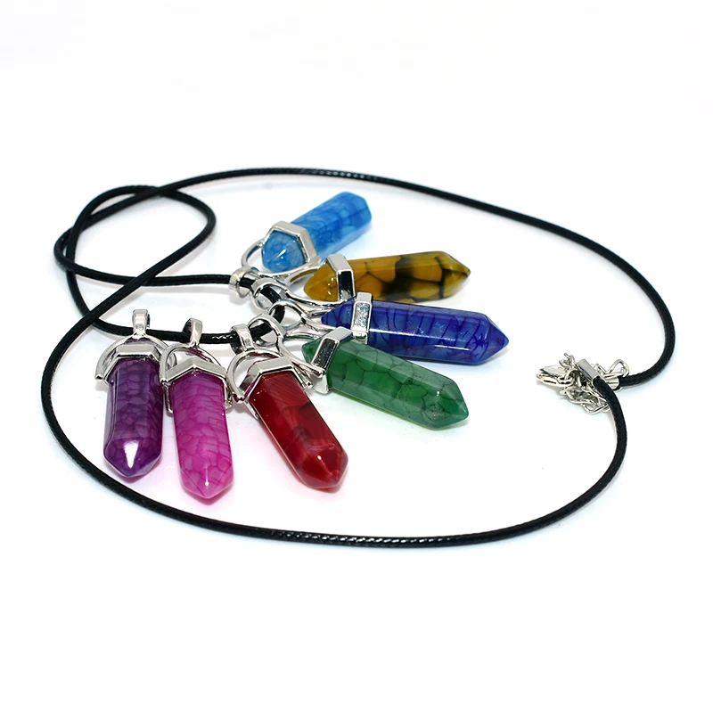 

Trade Insurance Natural Stone Hexagonal Pendant for Women and Men Hexagonal Crystal Necklace, Picture color