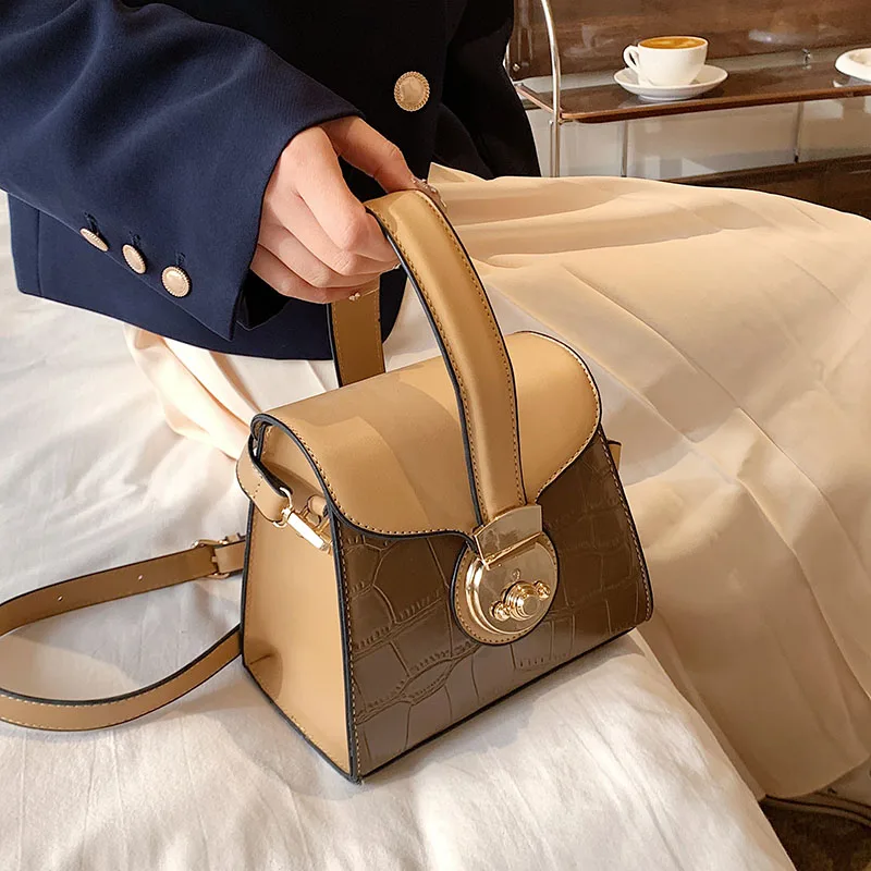 

Clear cooler woman handbag with bottom compartment patent leather crocodile leather handbag for women, Accept custom made