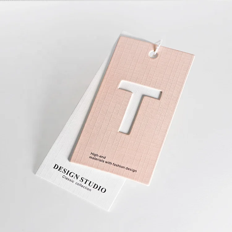 

Factory Direct Wholesale custom Personality hollow Textured hang tags for clothing with own logo, Pink,white