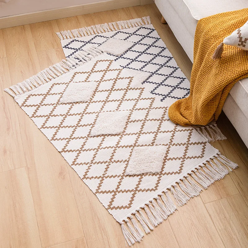 Printed Tufted Handknotted Tassel Carpet Balcony Bedroom Door Carpets