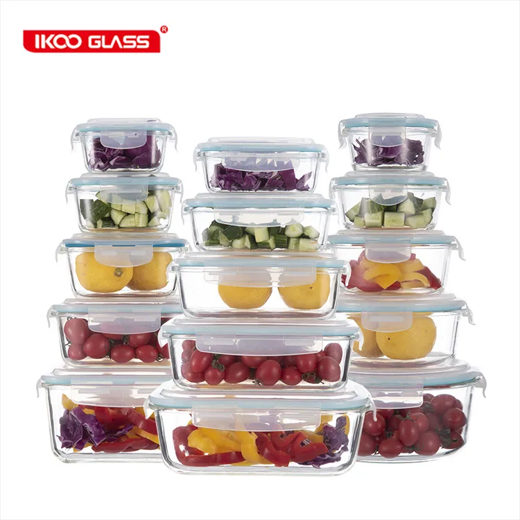 

Wholesale custom logo glass storage container food with lid